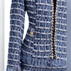 Aqua Blue and White Tweed Mini Skirt